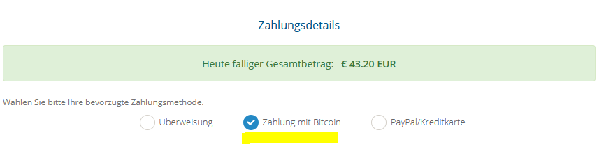 Zahlung mit Bitcoin